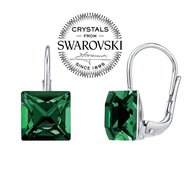 SILVEGO stříbrné náušnice se Swarovski® Crystals 8 mm tmavě zelené - SILVEGOB31474G