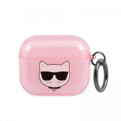 Pouzdro na sluchátka AirPods 3 - Karl Lagerfeld, Glitter Choupette Pink KLA3UCHGP