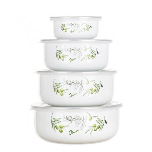 BANQUET Sada smaltovaných misek OLIVES, 8 ks objem: 0,2 l, pr. 10,3 cm objem: 0,6 l, pr. 14,3 cm objem: 0,9 l, pr. 16,3 cm objem: 1,3 l, pr. 18,3 cm