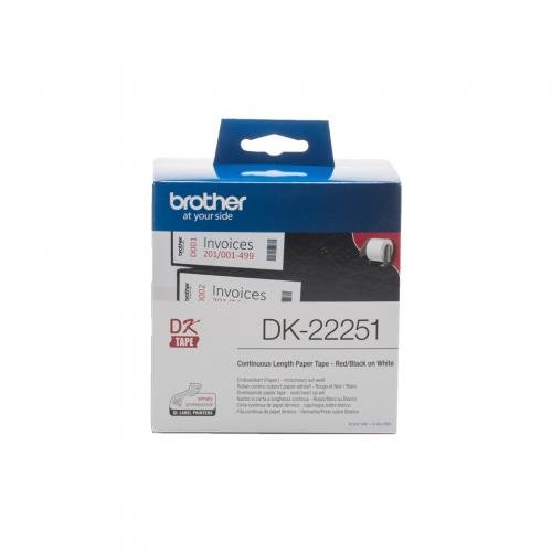 Brother - DK-22251 (papírová role 62mm x 30,48m) - dvoubarevný tisk při použití v QL-8xx