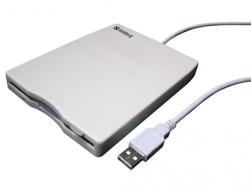 Sandberg externí mini disketová mechanika, USB, 3.5'' diskety, bílá