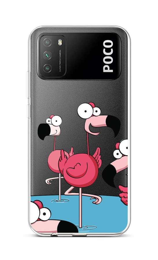 Kryt TopQ Xiaomi Poco M3 silikon Cartoon Flamingos 60643