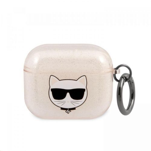 Pouzdro na sluchátka AirPods 3 - Karl Lagerfeld, Glitter Choupette Gold KLA3UCHGD