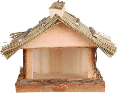 Dřevěné krmítko s doškovou střechou Esschert Design, výška 22,8 cm