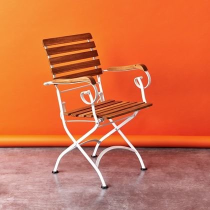 PARKLIFE Skládací židle s područkami - hnědá/bílá