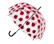Blooming Brollies Dámský průhledný holový deštník Clear Dome Stick With A Poppy Design POESPOP