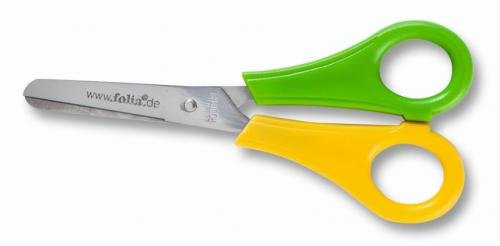 Folia - Max Bringmann Nůžky dětské kulaté, pro leváky - 13,5 cm - žlutozelené
