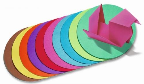 Folia - Max Bringmann Origami papír 70 g/m2 - kulatý Ø 10cm, 100 archů v 10-ti barvách