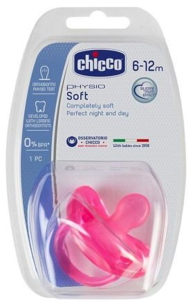 Chicco Physio dudlík silikon Soft bez BPA růžová s kroužkem