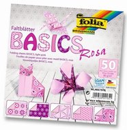 Folia - Max Bringmann Origami papír Basics 80 g/m2 - 15 x 15 cm, 50 archů - růžový