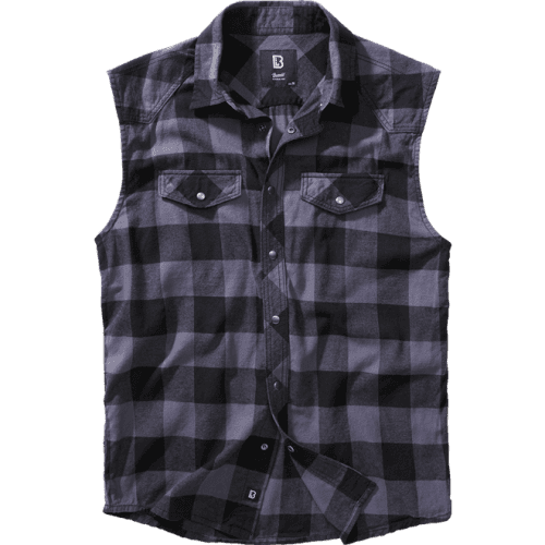 Brandit Košile Checkshirt Sleeveless černá | šedá S