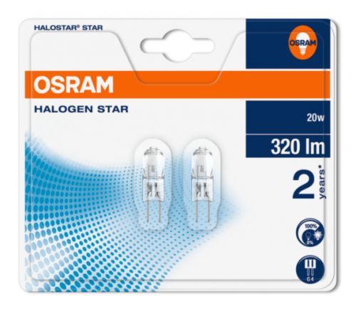 OSRAM Halogen Halostar Star 64425 ST 12V 20W G4 noDIM C Sklo 320lm 2700K 2000h (blistr 2ks)