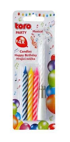 TORO ZPÍVAJÍCÍ DORTOVÁ SVÍČKA HAPPY BIRTHDAY+4 SVÍČKY