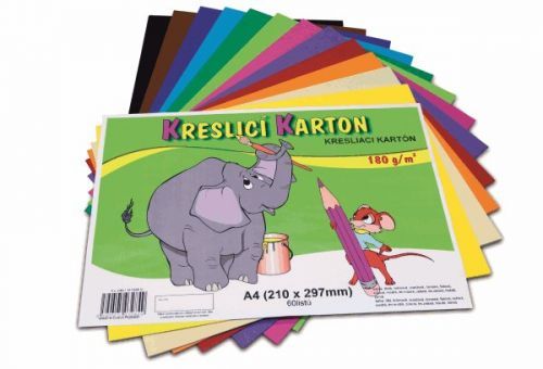 Kreslicí karton barevný A4 180g - 60 ks - 12 barev