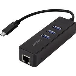 Adaptér USB 3.0 LogiLink [1x USB 3.0 zástrčka C - 1x RJ45 zásuvka, USB 3.2 gen. 1 zásuvka A] černá