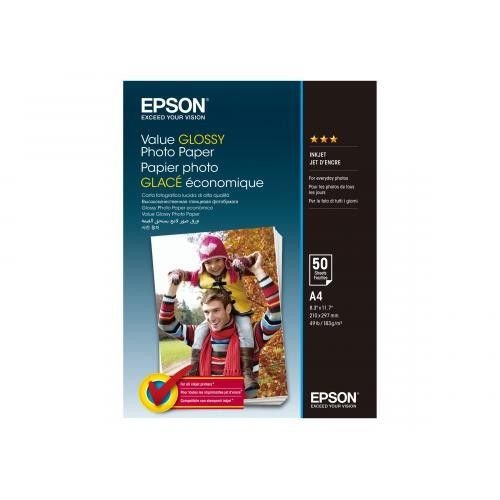 Epson Value Glossy Photo Paper, lesklý bílý foto papír, A4, 200 g/m2, 50 ks, C13S400036