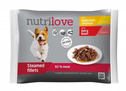Nutrilove dog pouch, gravy CHICKEN+BEEF