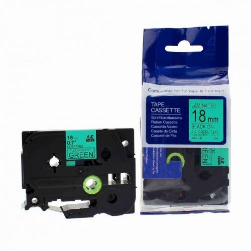 Kompatibilní páska s Brother TZ-D41/TZe-D41, signální 18mm x 8m, černý tisk/zelený podklad