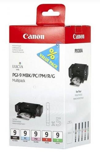 Canon PGI-9 1033B011,1033B013 matná čená/foto azurová/foto purpurová/červená/šedá (matte black/photo cyan/photo magenta/red/grey) originální cartridge