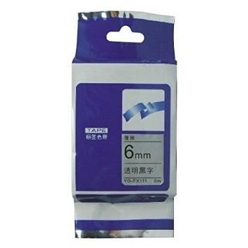 Kompatibilní páska s Brother TZ-FX111/TZe-FX111, 6mm x 8m, flexi, černý tisk/čirý podklad