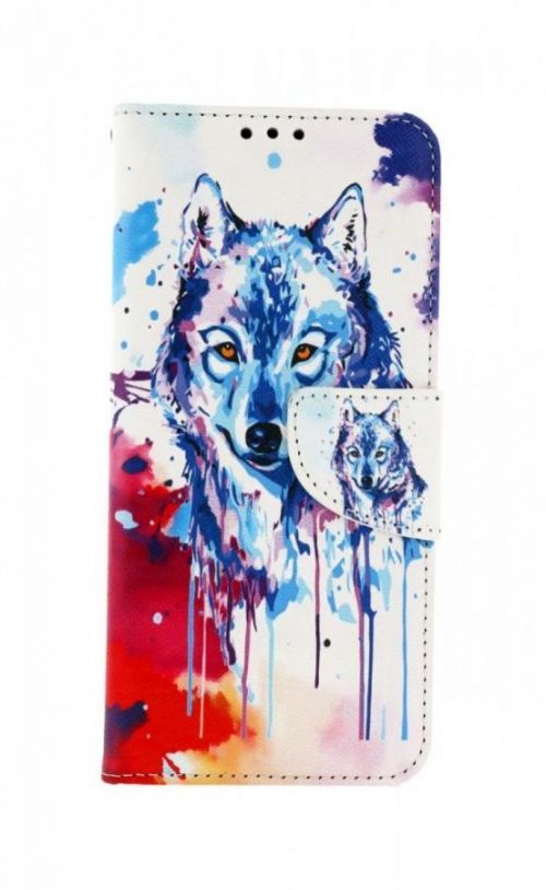 Pouzdro TopQ Samsung A22 knížkové Kresba vlka 60687