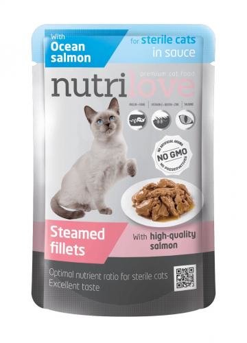 Nutrilove cat pouch, STERILE, gravy salmon