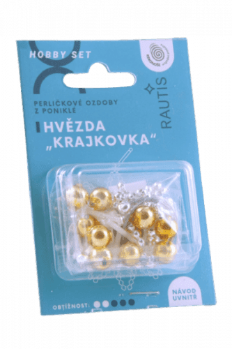 Sada na výrobu ozdoby z perliček - Krajkovka - stříbrná/zlatá/bílá