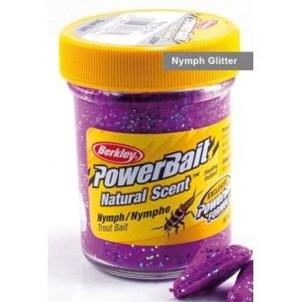 Berkley Power Bait Extra Scent - Pstruhové Těsto - Nympha Fialová + Glitter 50g