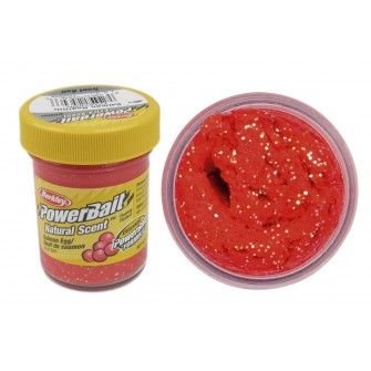 Berkley Power Bait Extra Scent - Pstruhové Těsto - Losos Jikra Červená + Glitter 50g