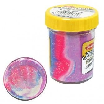 Berkley Power Bait Extra Scent - Pstruhové Těsto - Červeno-bílo-modrá + Glitter 50g