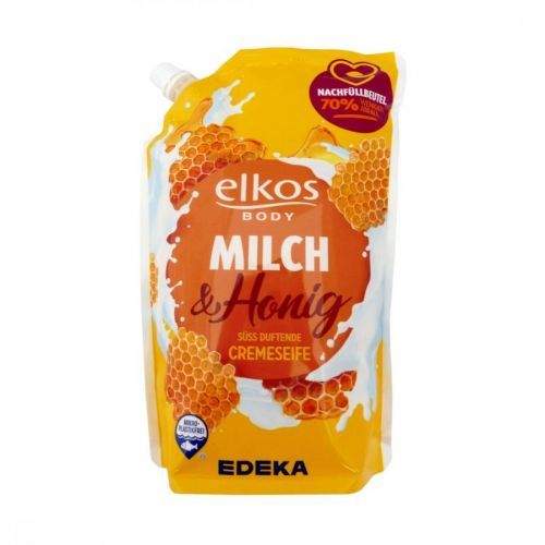 Elkos (Německo) ELKOS BODY Tekuté mýdlo - náplň 750ml Vůně Elkos: Milch & Honig (žlutá) - mléko a med