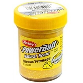 Berkley Power Bait Extra Scent - Pstruhové Těsto - SÝR Žlutá + Glitter 50g
