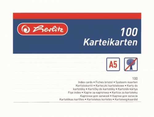 Herlitz Karty do kartotéky A5, linkované - 100 ks