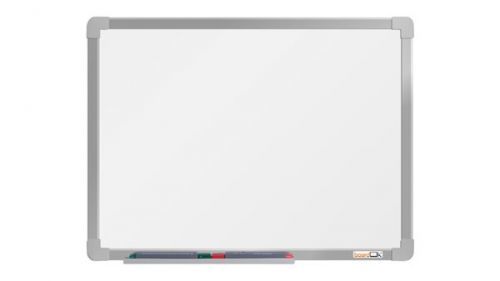 boardOK Bílá magnetická tabule s emailovým povrchem 60 × 45 cm, stříbrný rám
