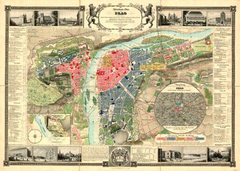 Nástěnná mapa PRAG - PRAHA 1847