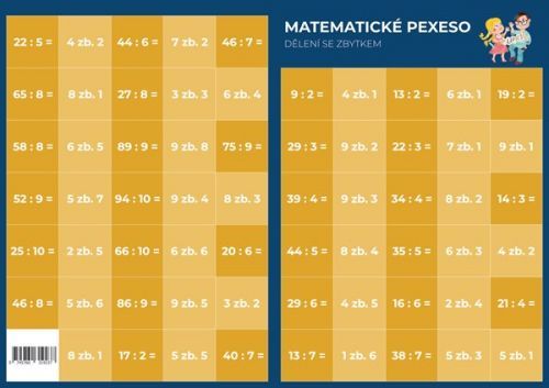 Pexeso - Matematika - Dělení se zbytkem - PhDr. Martin Staněk