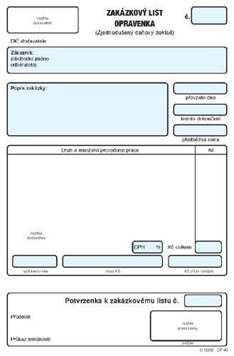 Zakázkový list-opravenka