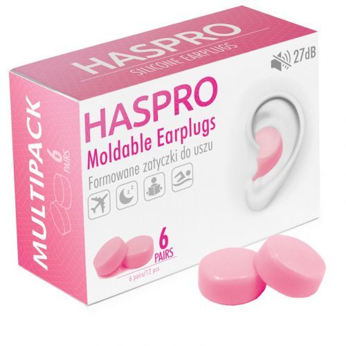 Haspro Mold6 silikonové špunty do uší, růžové 6 párů