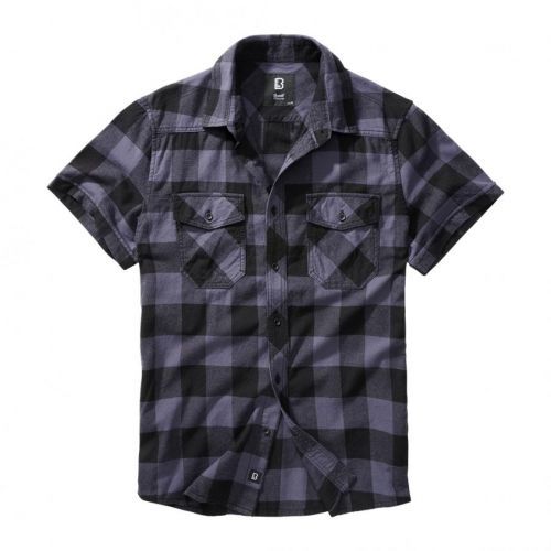 Košile Brandit Checkshirt Halfsleeve - šedá-černá, 7XL