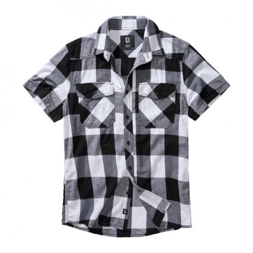 Košile Brandit Checkshirt Halfsleeve - černá-bílá, 7XL