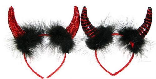 RAPPA Čertí rohy s flitry a peřím