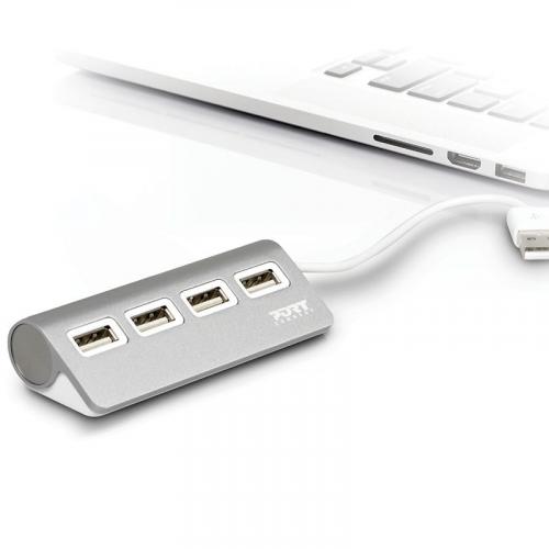 PORT CONNECT USB HUB, 4x USB 3.0, šedý