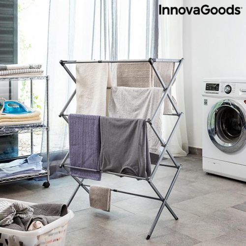 InnovaGoods Skládací a rozkládací kovový sušák na prádlo s 3 výškami Cloxy InnovaGoods (11 tyčí)