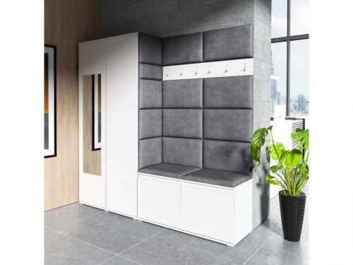 Eka Předsíňová stěna s čalouněnými panely Trinity 8 - Bílá / Tmavě šedá 2315