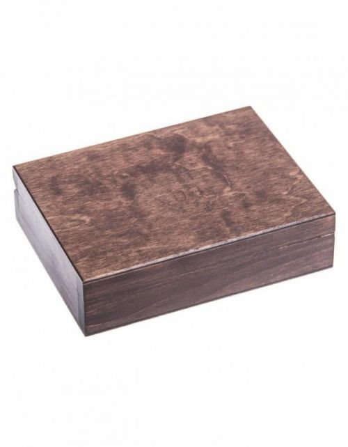 FK Dřevěná krabička s dvěmi přihrádkami - Tmavě hnědá 16x12x4 cm