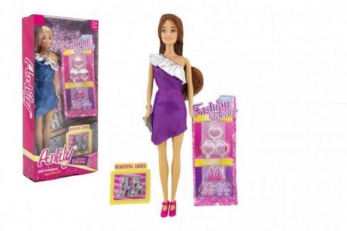 Teddies Panenka Anlily kloubová plast 30cm s doplňky 3 druhy v krabici 15x32x5,5cm