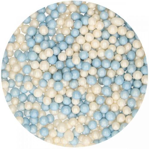 Cukrové dekorace modro-bílé perly 60g - FunCakes
