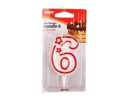 BANQUET Svíčka narozeninová č.6 MY PARTY 7 x 4,5 cm