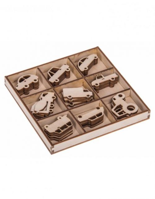 FK Dřevěná sada ozdob (autíčka) - 13x13 cm