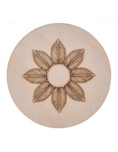 FK Dřevěná kulatá podložka / podtácek zdobená 10x10 cm